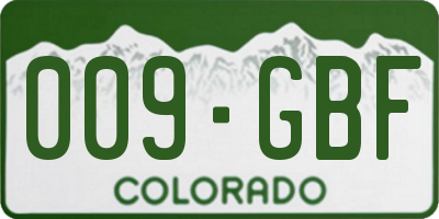 CO license plate 009GBF