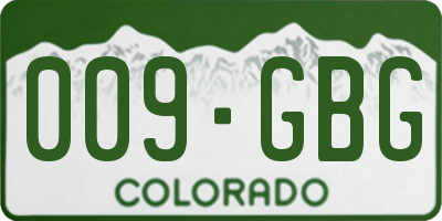 CO license plate 009GBG