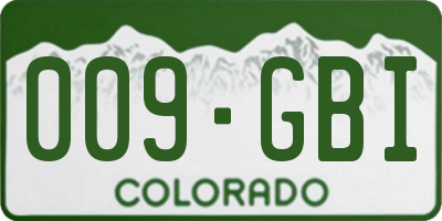 CO license plate 009GBI