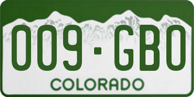 CO license plate 009GBO