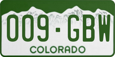 CO license plate 009GBW