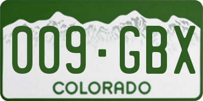 CO license plate 009GBX