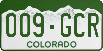 CO license plate 009GCR