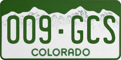 CO license plate 009GCS