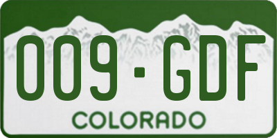 CO license plate 009GDF