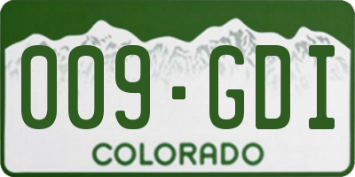 CO license plate 009GDI