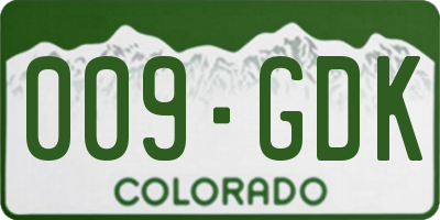 CO license plate 009GDK
