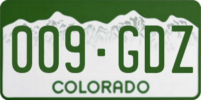 CO license plate 009GDZ