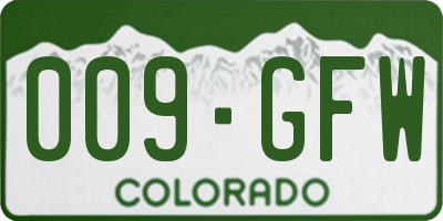 CO license plate 009GFW