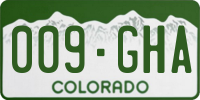 CO license plate 009GHA