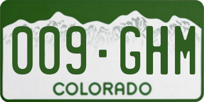 CO license plate 009GHM