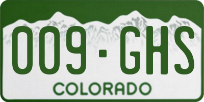 CO license plate 009GHS