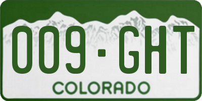 CO license plate 009GHT