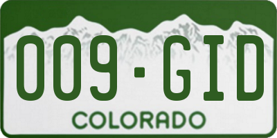 CO license plate 009GID