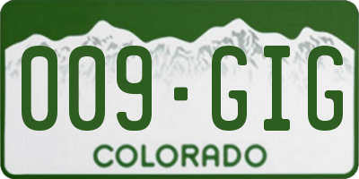 CO license plate 009GIG