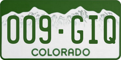 CO license plate 009GIQ