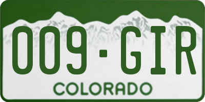 CO license plate 009GIR