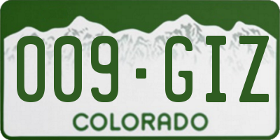 CO license plate 009GIZ