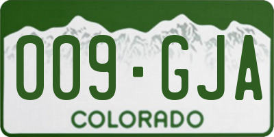 CO license plate 009GJA