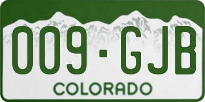 CO license plate 009GJB
