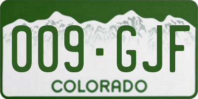 CO license plate 009GJF