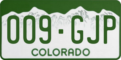CO license plate 009GJP