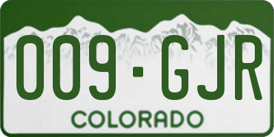 CO license plate 009GJR