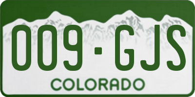 CO license plate 009GJS