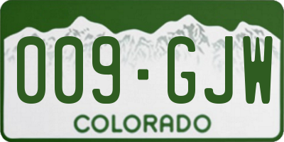 CO license plate 009GJW