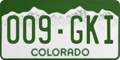 CO license plate 009GKI