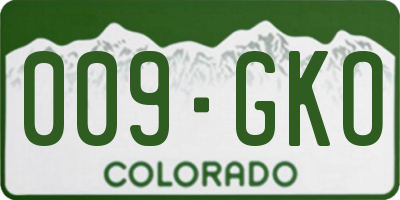 CO license plate 009GKO