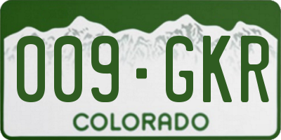 CO license plate 009GKR