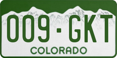 CO license plate 009GKT