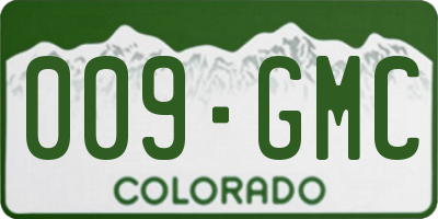CO license plate 009GMC