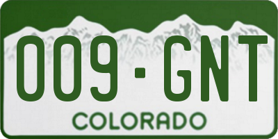 CO license plate 009GNT