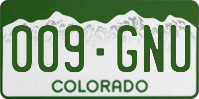 CO license plate 009GNU