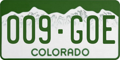CO license plate 009GOE