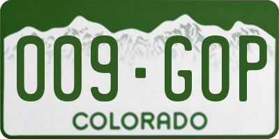 CO license plate 009GOP