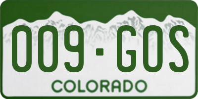 CO license plate 009GOS