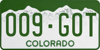 CO license plate 009GOT