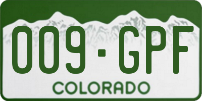 CO license plate 009GPF