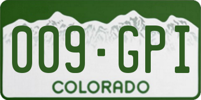CO license plate 009GPI
