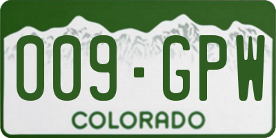 CO license plate 009GPW