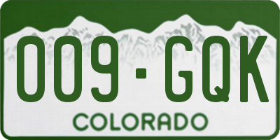 CO license plate 009GQK