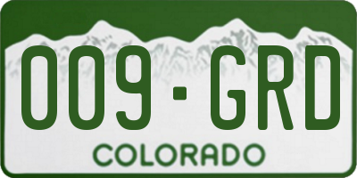 CO license plate 009GRD