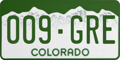 CO license plate 009GRE