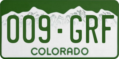 CO license plate 009GRF