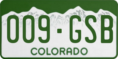 CO license plate 009GSB