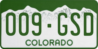 CO license plate 009GSD