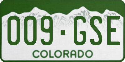 CO license plate 009GSE